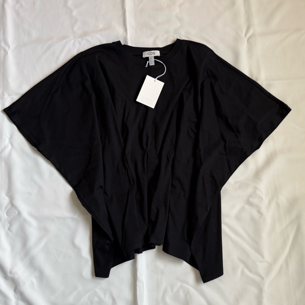 COS Black Draped Batwing Top